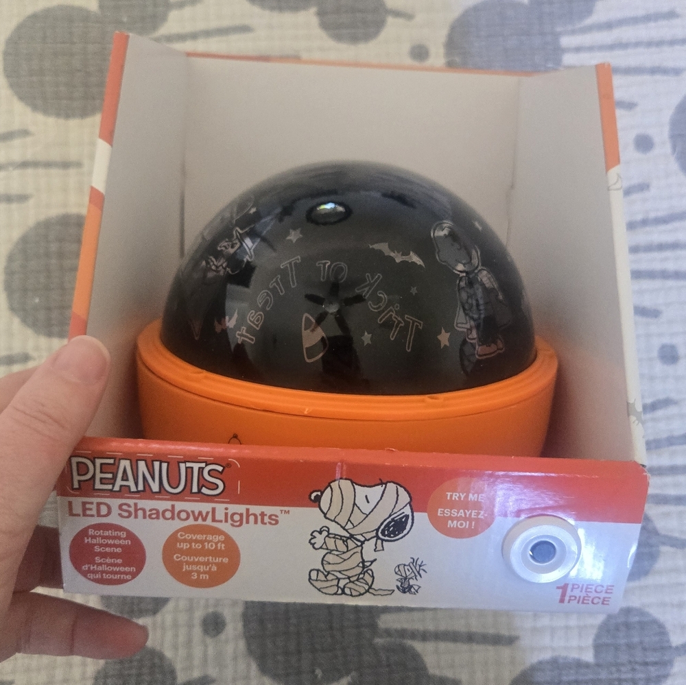 New Gemmy Peanuts Snoopy & Friends Rotating Halloween Led Shadow Lights Orange